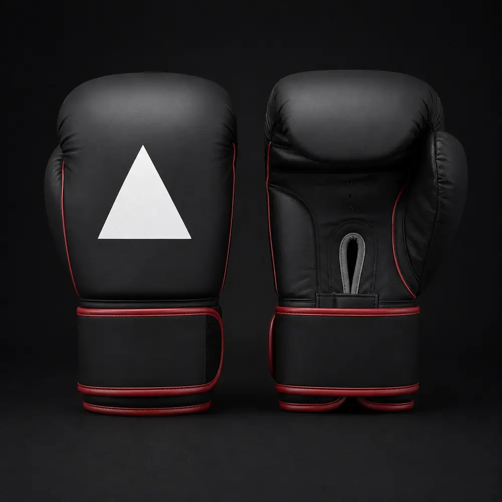 Paire de gants de boxe personnalisés, dos de la main et paume, coloris noir et rouge